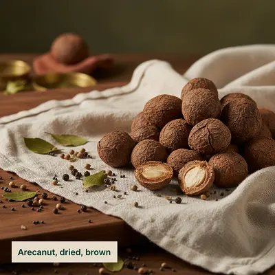 Arecanut, dried, brown