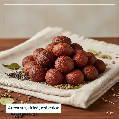 Arecanut, dried, red color