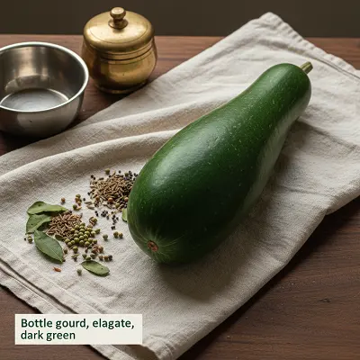 Bottle gourd, elongate, dark green