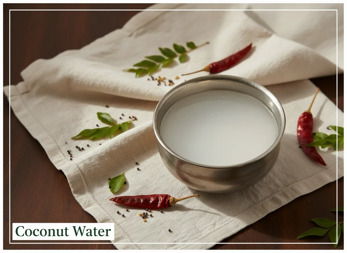 Fresh green coconut with natural water inside, ready to drink.