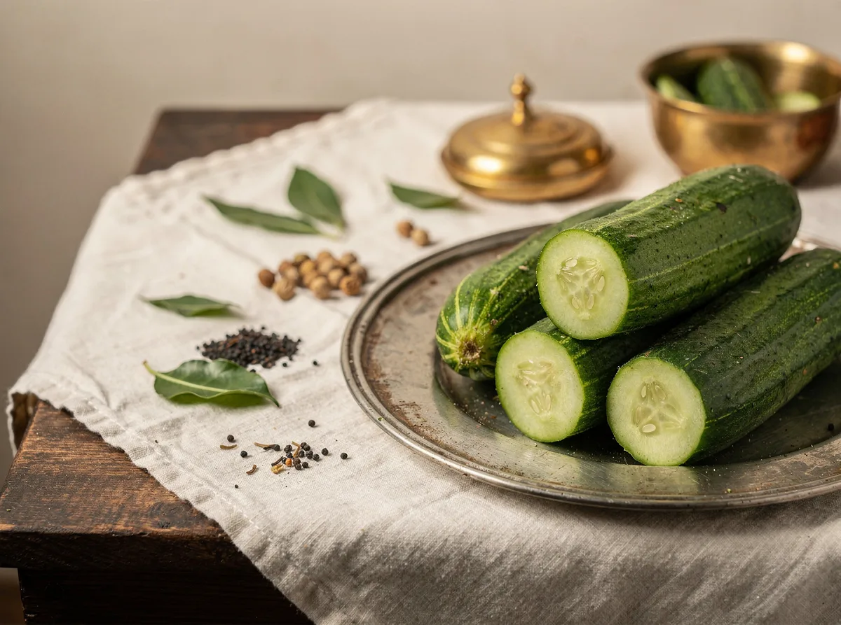 Fresh green cucumber with smooth skin, whole and sliced pieces on white background