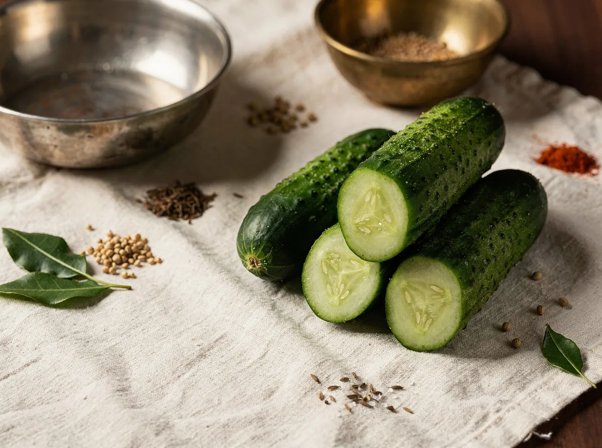 Fresh green cucumber with smooth skin, whole and sliced pieces on white background