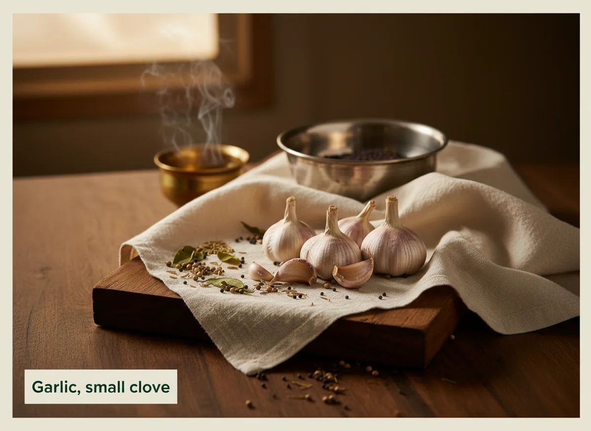 Fresh garlic cloves with white papery skin, whole bulb and individual peeled cloves