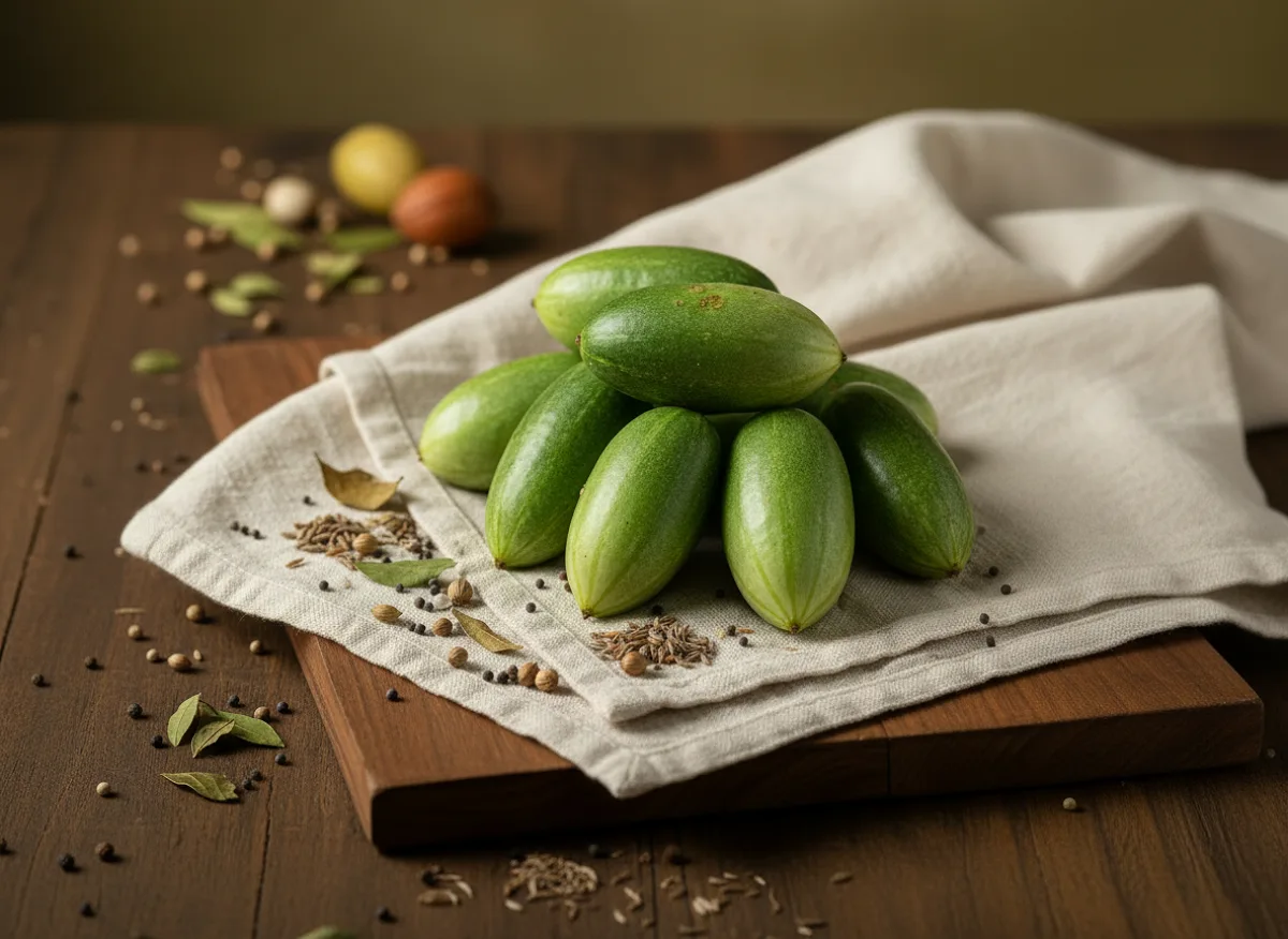 Fresh ivy gourd (kundli) - small oval green and red vegetables with tender skin
