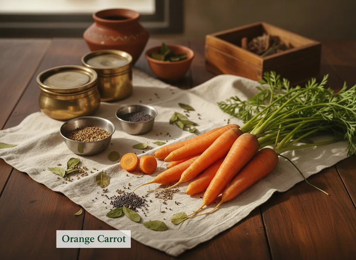 Fresh bright orange carrots with smooth skin, whole and unpeeled, displayed on a light background.