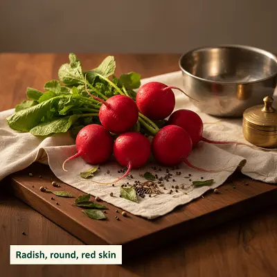 Radish, round, red skin