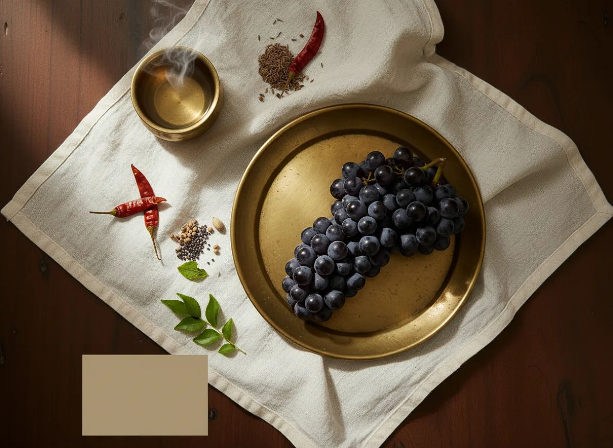 Bunch of fresh seedless black grapes with deep purple-black skin and glossy appearance